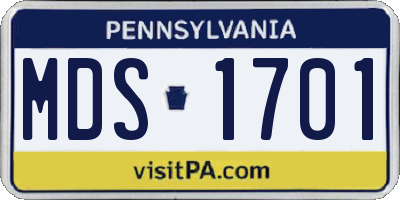 PA license plate MDS1701