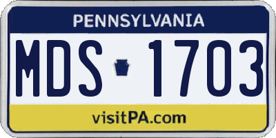 PA license plate MDS1703