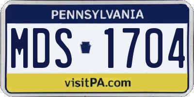 PA license plate MDS1704