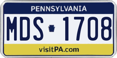 PA license plate MDS1708