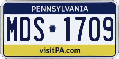 PA license plate MDS1709