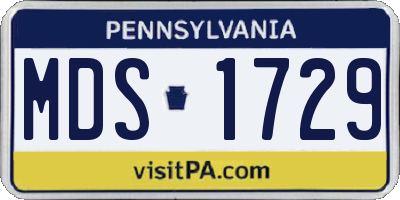 PA license plate MDS1729