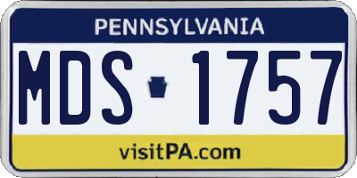 PA license plate MDS1757