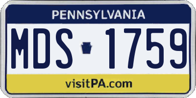 PA license plate MDS1759