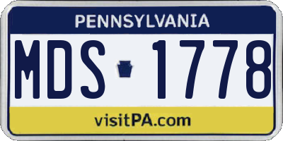 PA license plate MDS1778