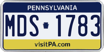 PA license plate MDS1783