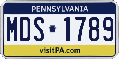 PA license plate MDS1789