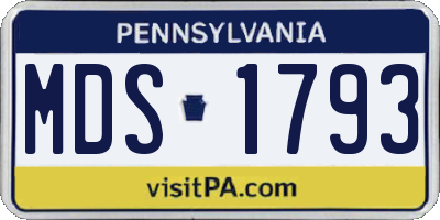 PA license plate MDS1793