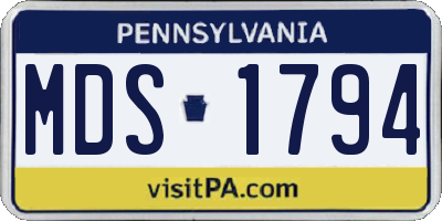 PA license plate MDS1794