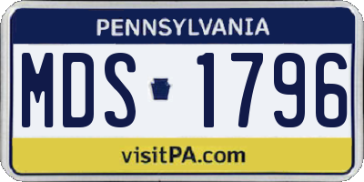 PA license plate MDS1796