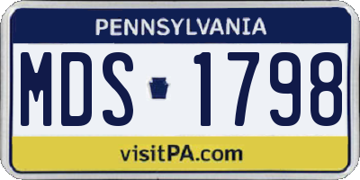 PA license plate MDS1798