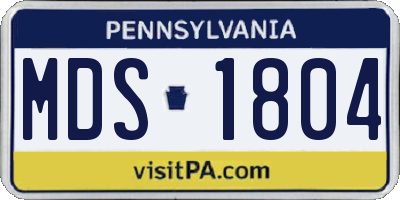 PA license plate MDS1804