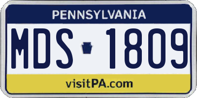 PA license plate MDS1809