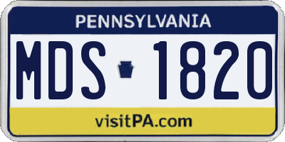 PA license plate MDS1820