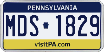 PA license plate MDS1829
