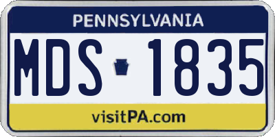 PA license plate MDS1835