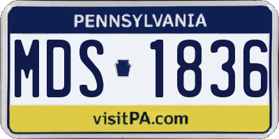 PA license plate MDS1836