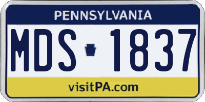 PA license plate MDS1837