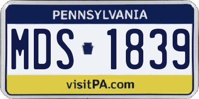 PA license plate MDS1839