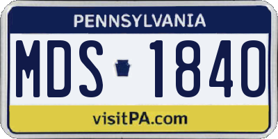 PA license plate MDS1840