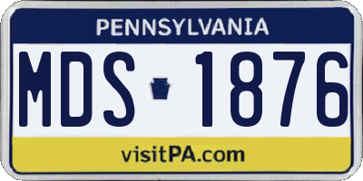 PA license plate MDS1876