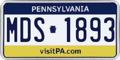 PA license plate MDS1893