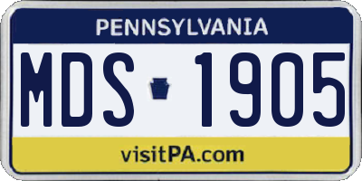 PA license plate MDS1905
