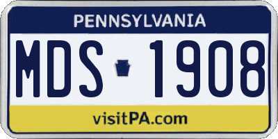 PA license plate MDS1908