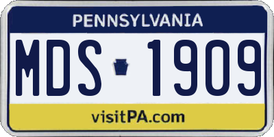 PA license plate MDS1909