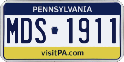 PA license plate MDS1911
