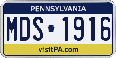 PA license plate MDS1916