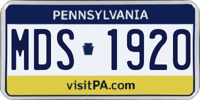 PA license plate MDS1920