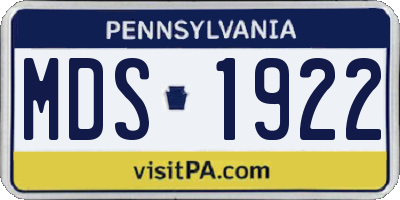 PA license plate MDS1922