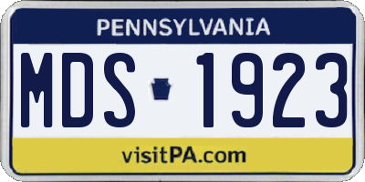 PA license plate MDS1923