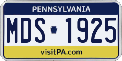 PA license plate MDS1925