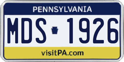 PA license plate MDS1926