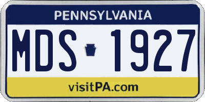 PA license plate MDS1927