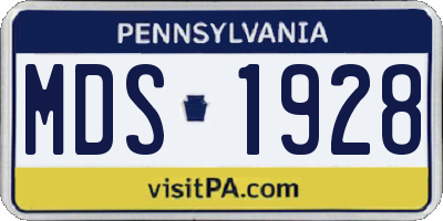PA license plate MDS1928