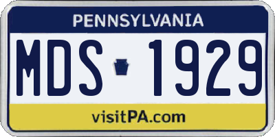 PA license plate MDS1929