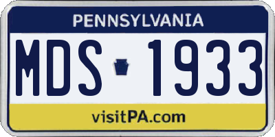 PA license plate MDS1933