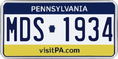 PA license plate MDS1934