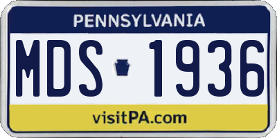PA license plate MDS1936
