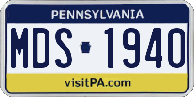 PA license plate MDS1940
