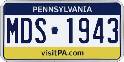 PA license plate MDS1943