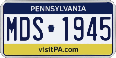 PA license plate MDS1945