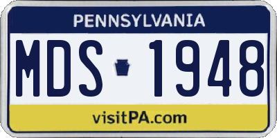 PA license plate MDS1948