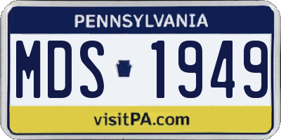 PA license plate MDS1949