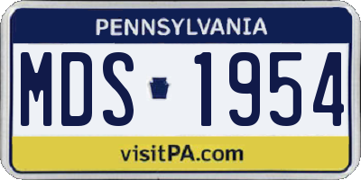 PA license plate MDS1954