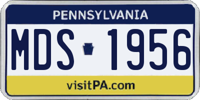 PA license plate MDS1956