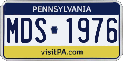 PA license plate MDS1976